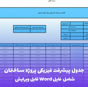 جدول پیشرفت فیزیکی پروژه ساختمان | فایل Word آماده