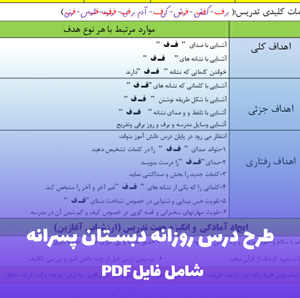 طرح درس روزانه دبستان پسرانه (PDF) فایل آماده استفاده