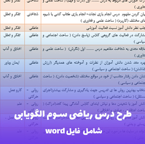 طرح درس ریاضی سوم الگویابی همراه فایل Word آماده چاپ