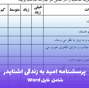 پرسشنامه امید به زندگی اشنایدر | فایل Word قابل ویرایش