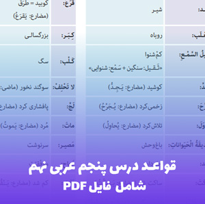 قواعد درس پنجم عربی نهم | آموزش کامل همراه PDF باکیفیت