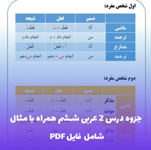 جزوه درس 2 عربی ششم همراه با مثال PDF | آموزش آسان