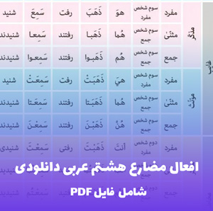 افعال مضارع هشتم عربی دانلودی | یادگیری سریع و آسان PDF