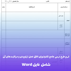 فرم طرح درس جامع تکنولوژی اتاق عمل ارتوپدی و مراقبت های آن | فایل Word